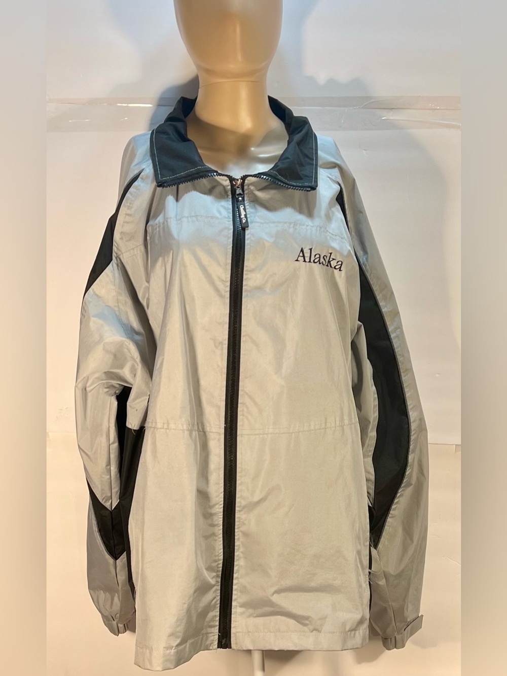 Women's Light Gray and Black Ski Jacket - Wind Resistant Snow Shell